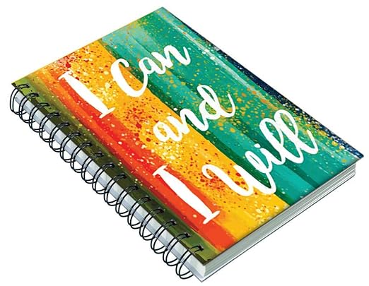 AccuPrints wiro bound A5 (6 by 9 inch) wiro Notebook Diary Ruled 200 pages-80 Gsm Paper Pattern-I Can I will