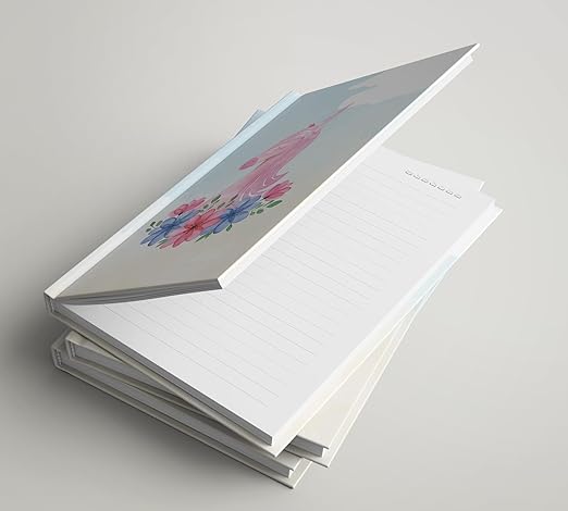 AccuPrints Hard Bound Paper Notebook|Compact Size A5 (8.25 x 5.7)|200 Pages, 80 gsm|Flat Opening Hardbound Sky Blue Unicorn diary-01