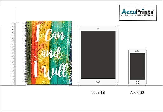 AccuPrints wiro bound A5 (6 by 9 inch) wiro Notebook Diary Ruled 200 pages-80 Gsm Paper Pattern-I Can I will
