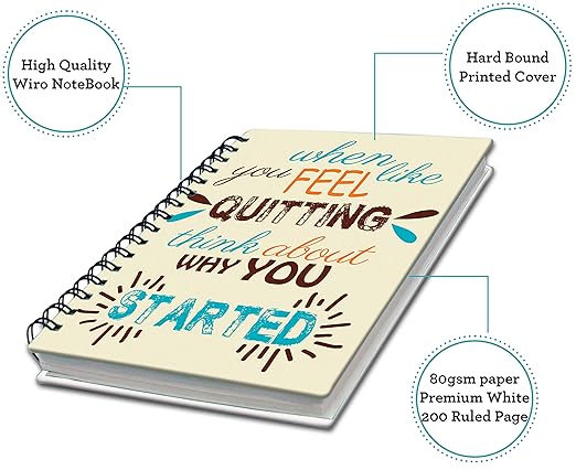 AccuPrints wiro Hard bound Size -A5 (6 by 9 inch) Notebook Diary Ruled 200 pages-Notebook Diary (Multicolor)
