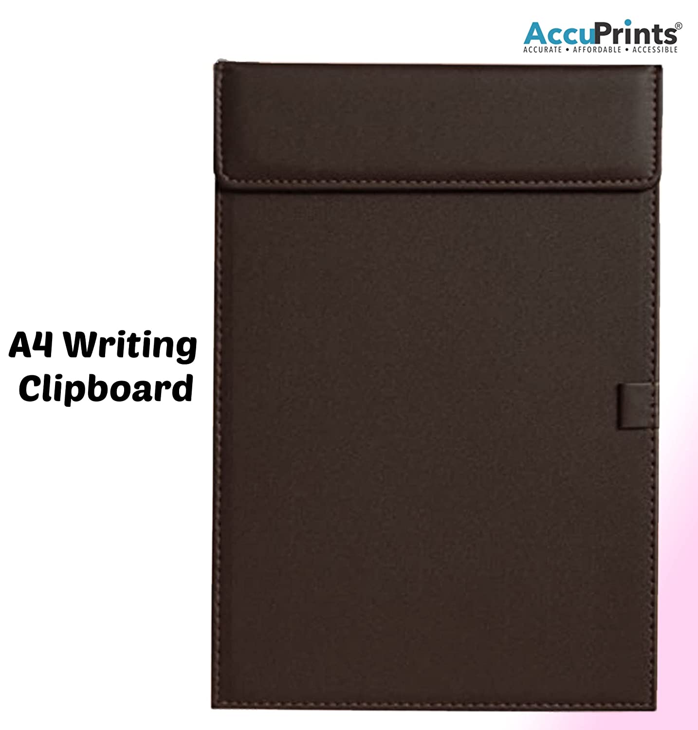 AccuPrints Leather Office Desk Pad Tablet File Folder with Paper Clip