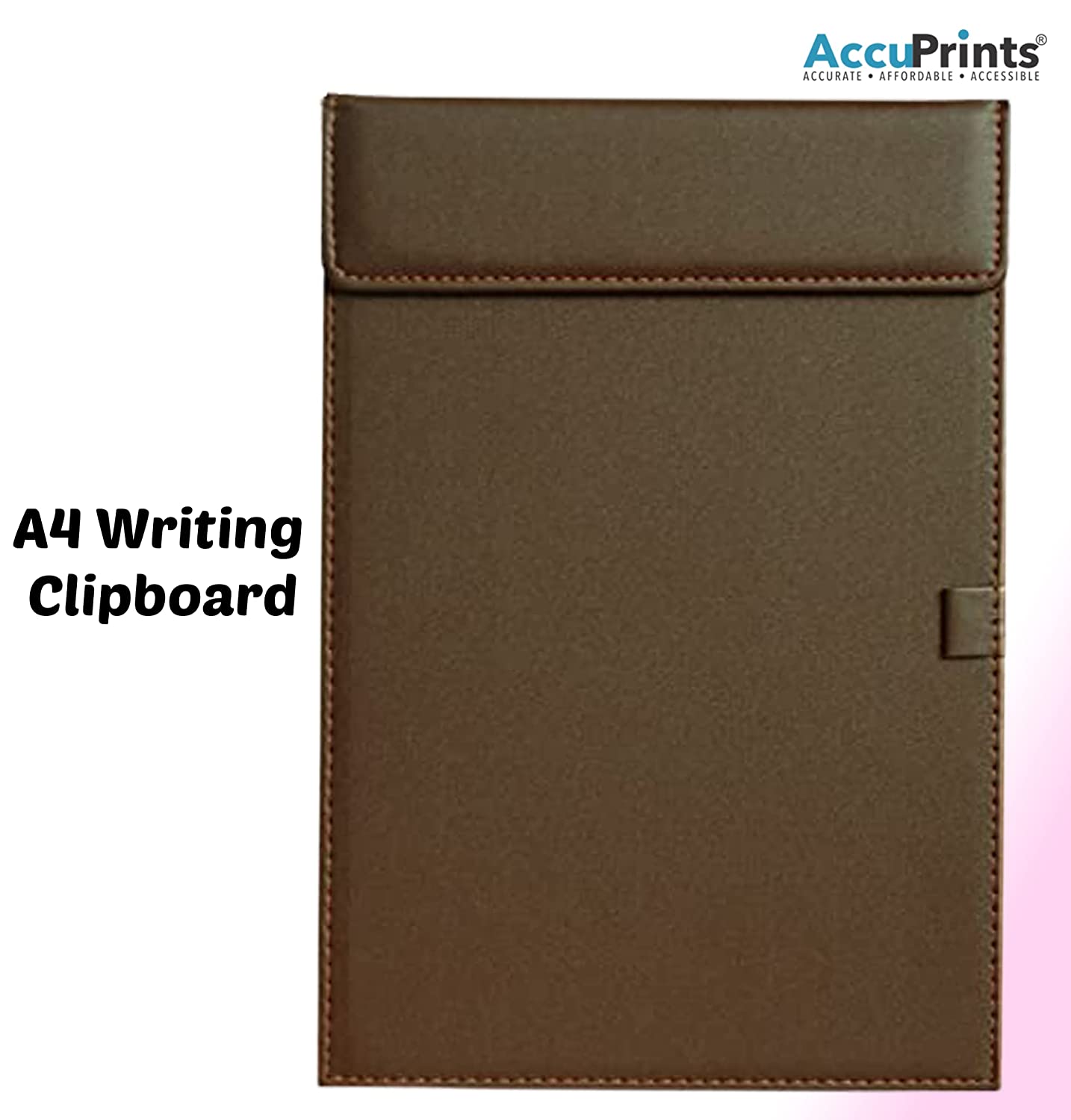 AccuPrints Leather Office Desk Pad Tablet File Folder with Paper Clip