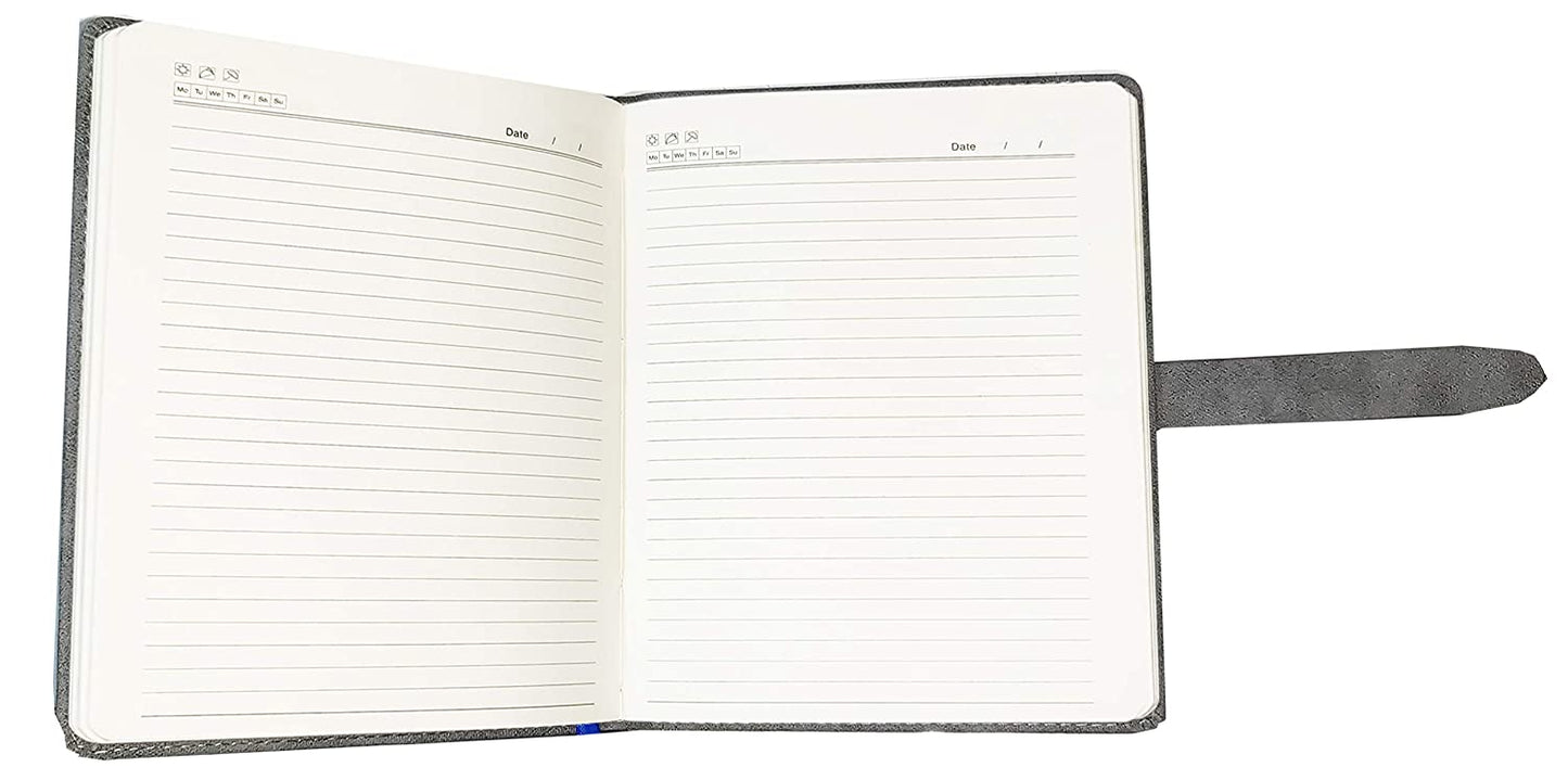 AccuPrints Hard Bound A5 Diary with PU Leather Belt Lock Pages 200 (Grey Green)