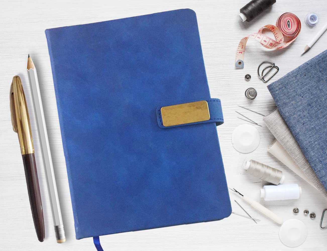 AccuPrints PU Journal with Magnetic lock Closure A5 size Blue