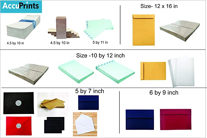 AccuPrints White Cheque Size Paper envelope ,Thickness - 100 gsm,Size 4.5 X 10 inch