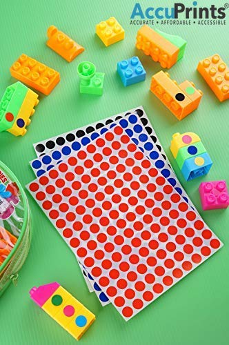 AccuPrints Coloured Round Dots 10-mm or 1 cm or 0.37 inch Stickers for Art and Craft & Games