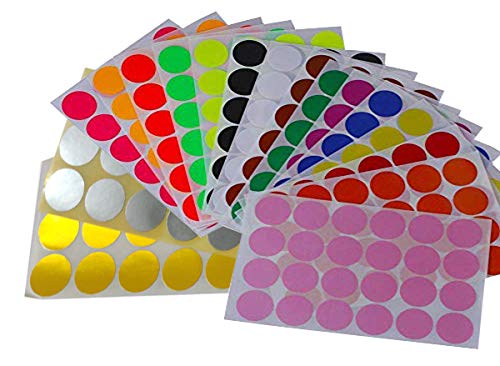 Accuprints Round Stickers 1" inch in 10 Coloured Sticker dots 25 mm -dots/Pack for Kids