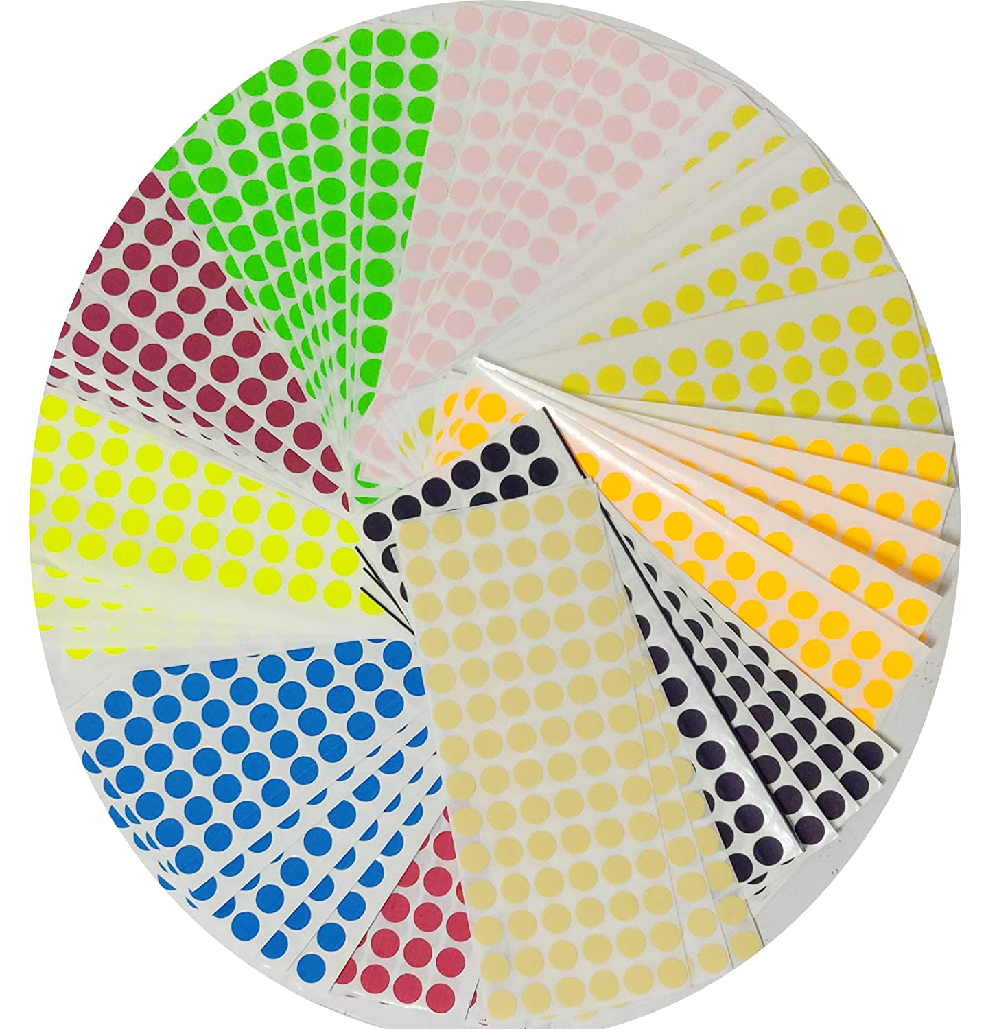 AccuPrints Coloured Round Dots 10-mm or 1 cm or 0.37 inch Stickers for Art and Craft & Games
