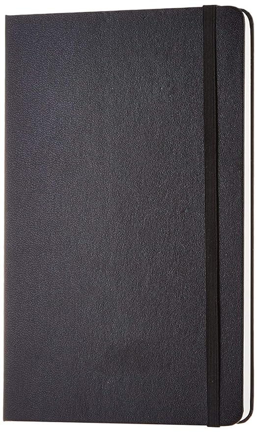 AccuPrints Hard Bound Diary or 5.8 * 8.3 inches Notebook Diary with Elastic Lock PU Leather Pages 200 for Office (Black)