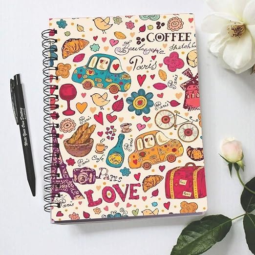 AccuPrints wiro Hard bound Size -A5 (6 by 9 inch) Notebook Diary Ruled 200 pages-Notebook Diary