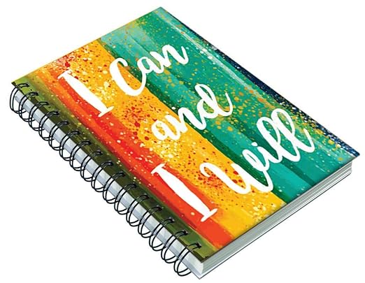 AccuPrints wiro  bound A5 (6 by 9 inch) wiro Notebook Diary Ruled 200 pages-80 Gsm Paper Pattern-I Can I will