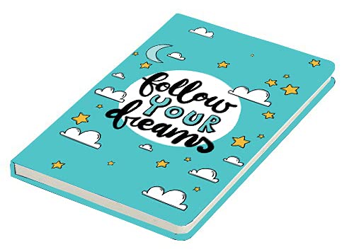 AccuPrints wiro Hard bound A5 (6 by 9 inch) wiro Notebook Diary Ruled 200 pages-80 Gsm Paper Pattern-Follow Your Dream