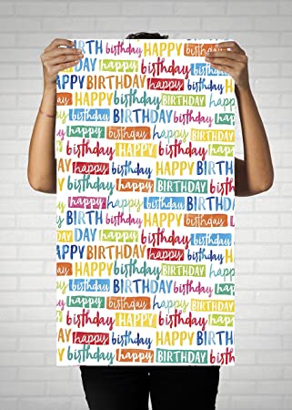 Caspari Happy Birthday Gift Wrapping Paper, 30 in. x 8 ft. Roll :  Amazon.in: Home & Kitchen