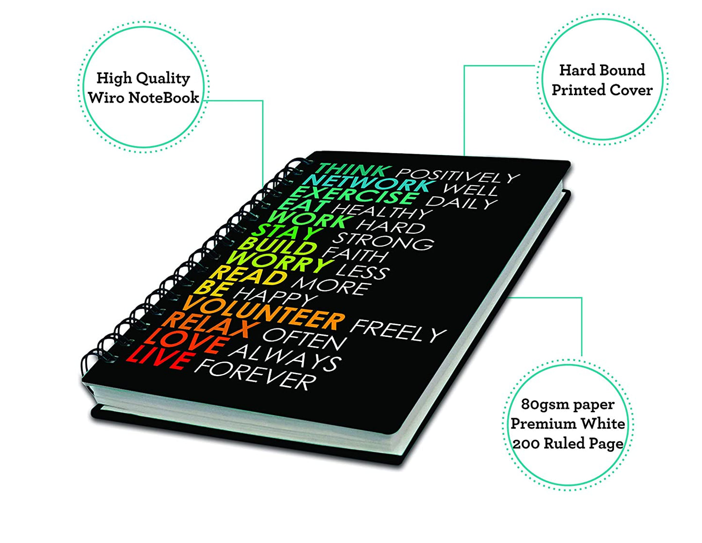 AccuPrints Wiro Binding A5 Note Book Ruled 200 Pages (Multicolor)